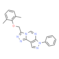 ChemSpider 2D Image | 3-[(2,6-Dimethylphenoxy)methyl]-7-phenyl-7H-pyrazolo[4,3-e][1,2,4]triazolo[4,3-c]pyrimidine | C21H18N6O