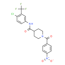 ChemSpider 2D Image | N-[4-Chloro-3-(trifluoromethyl)phenyl]-1-(4-nitrobenzoyl)-4-piperidinecarboxamide | C20H17ClF3N3O4