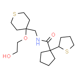 ChemSpider 2D Image | N-{[4-(2-Hydroxyethoxy)tetrahydro-2H-thiopyran-4-yl]methyl}-1-(tetrahydro-2-thiophenyl)cyclopentanecarboxamide | C18H31NO3S2