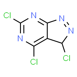 ChemSpider 2D Image | 3,4,6-Trichloro-3H-pyrazolo[3,4-d]pyrimidine | C5HCl3N4