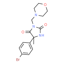 ChemSpider 2D Image | 5-(4-Bromophenyl)-5-methyl-3-(4-morpholinylmethyl)-2,4-imidazolidinedione | C15H18BrN3O3