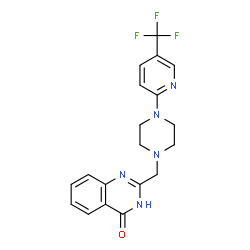 ChemSpider 2D Image | 2-({4-[5-(Trifluoromethyl)-2-pyridinyl]-1-piperazinyl}methyl)-4(1H)-quinazolinone | C19H18F3N5O