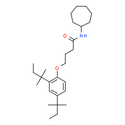 ChemSpider 2D Image | 4-[2,4-Bis(2-methyl-2-butanyl)phenoxy]-N-cycloheptylbutanamide | C27H45NO2