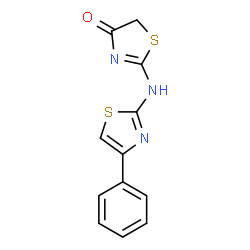 ChemSpider 2D Image | 4-thiazolidinone, 2-[(4-phenyl-2-thiazolyl)imino]-, (2E)- | C12H9N3OS2
