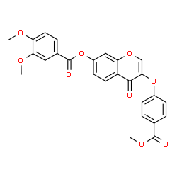 ChemSpider 2D Image | 3-[4-(Methoxycarbonyl)phenoxy]-4-oxo-4H-chromen-7-yl 3,4-dimethoxybenzoate | C26H20O9