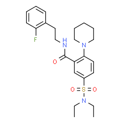 ChemSpider 2D Image | 5-(Diethylsulfamoyl)-N-[2-(2-fluorophenyl)ethyl]-2-(1-piperidinyl)benzamide | C24H32FN3O3S
