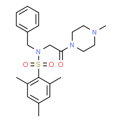 ChemSpider 2D Image | N-Benzyl-2,4,6-trimethyl-N-[2-(4-methyl-1-piperazinyl)-2-oxoethyl]benzenesulfonamide | C23H31N3O3S