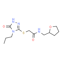 ChemSpider 2D Image | 2-[(5-Oxo-4-propyl-4,5-dihydro-1H-1,2,4-triazol-3-yl)sulfanyl]-N-(tetrahydro-2-furanylmethyl)acetamide | C12H20N4O3S
