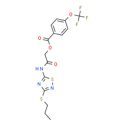 ChemSpider 2D Image | 2-Oxo-2-{[3-(propylsulfanyl)-1,2,4-thiadiazol-5-yl]amino}ethyl 4-(trifluoromethoxy)benzoate | C15H14F3N3O4S2