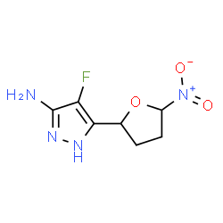 ChemSpider 2D Image | 4-Fluoro-5-(5-nitrotetrahydro-2-furanyl)-1H-pyrazol-3-amine | C7H9FN4O3