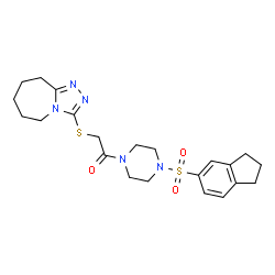 ChemSpider 2D Image | 1-[4-(2,3-Dihydro-1H-inden-5-ylsulfonyl)-1-piperazinyl]-2-(6,7,8,9-tetrahydro-5H-[1,2,4]triazolo[4,3-a]azepin-3-ylsulfanyl)ethanone | C22H29N5O3S2