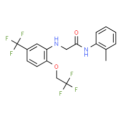 ChemSpider 2D Image | N-(2-Methylphenyl)-N~2~-[2-(2,2,2-trifluoroethoxy)-5-(trifluoromethyl)phenyl]glycinamide | C18H16F6N2O2