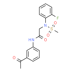 ChemSpider 2D Image | N-(3-Acetylphenyl)-N~2~-(2-fluorophenyl)-N~2~-(methylsulfonyl)glycinamide | C17H17FN2O4S