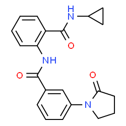 ChemSpider 2D Image | N-Cyclopropyl-2-{[3-(2-oxo-1-pyrrolidinyl)benzoyl]amino}benzamide | C21H21N3O3