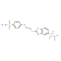 ChemSpider 2D Image | N,N-Dimethyl-2-{[2-(4-sulfamoylphenoxy)ethyl]sulfanyl}-1,3-benzoxazole-5-sulfonamide | C17H19N3O6S3