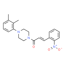 ChemSpider 2D Image | (2E)-1-[4-(2,3-Dimethylphenyl)-1-piperazinyl]-3-(2-nitrophenyl)-2-propen-1-one | C21H23N3O3