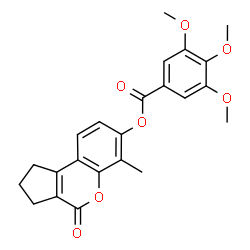 ChemSpider 2D Image | 6-Methyl-4-oxo-1,2,3,4-tetrahydrocyclopenta[c]chromen-7-yl 3,4,5-trimethoxybenzoate | C23H22O7