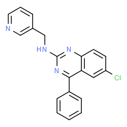 ChemSpider 2D Image | 6-Chloro-4-phenyl-N-(3-pyridinylmethyl)-2-quinazolinamine | C20H15ClN4