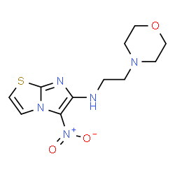 ChemSpider 2D Image | N-[2-(4-Morpholinyl)ethyl]-5-nitroimidazo[2,1-b][1,3]thiazol-6-amine | C11H15N5O3S