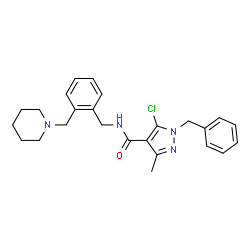 ChemSpider 2D Image | 1-Benzyl-5-chloro-3-methyl-N-[2-(1-piperidinylmethyl)benzyl]-1H-pyrazole-4-carboxamide | C25H29ClN4O