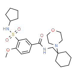 ChemSpider 2D Image | 3-(Cyclopentylsulfamoyl)-4-methoxy-N-{[1-(4-morpholinyl)cyclohexyl]methyl}benzamide | C24H37N3O5S
