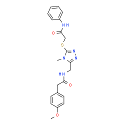 ChemSpider 2D Image | N-({5-[(2-Anilino-2-oxoethyl)sulfanyl]-4-methyl-4H-1,2,4-triazol-3-yl}methyl)-2-(4-methoxyphenyl)acetamide | C21H23N5O3S