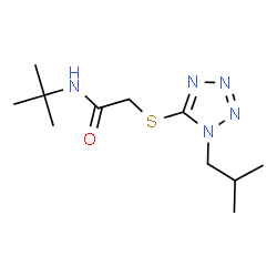 ChemSpider 2D Image | 2-[(1-Isobutyl-1H-tetrazol-5-yl)sulfanyl]-N-(2-methyl-2-propanyl)acetamide | C11H21N5OS
