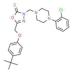 ChemSpider 2D Image | 3-{[4-(2-Chlorophenyl)-1-piperazinyl]methyl}-5-{[4-(2-methyl-2-propanyl)phenoxy]methyl}-1,3,4-oxadiazole-2(3H)-thione | C24H29ClN4O2S