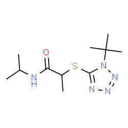 ChemSpider 2D Image | N-Isopropyl-2-{[1-(2-methyl-2-propanyl)-1H-tetrazol-5-yl]sulfanyl}propanamide | C11H21N5OS