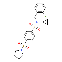 ChemSpider 2D Image | N-Cyclopropyl-N-(2-fluorobenzyl)-4-(1-pyrrolidinylsulfonyl)benzenesulfonamide | C20H23FN2O4S2