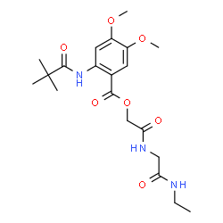 ChemSpider 2D Image | 2-{[2-(Ethylamino)-2-oxoethyl]amino}-2-oxoethyl 2-[(2,2-dimethylpropanoyl)amino]-4,5-dimethoxybenzoate | C20H29N3O7