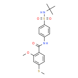 ChemSpider 2D Image | 2-Methoxy-N-{4-[(2-methyl-2-propanyl)sulfamoyl]phenyl}-4-(methylsulfanyl)benzamide | C19H24N2O4S2