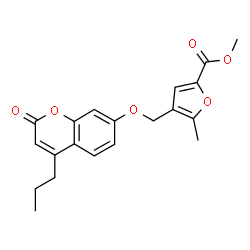 ChemSpider 2D Image | Methyl 5-methyl-4-{[(2-oxo-4-propyl-2H-chromen-7-yl)oxy]methyl}-2-furoate | C20H20O6