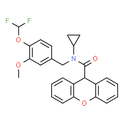 ChemSpider 2D Image | N-Cyclopropyl-N-[4-(difluoromethoxy)-3-methoxybenzyl]-9H-xanthene-9-carboxamide | C26H23F2NO4