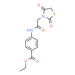 ChemSpider 2D Image | Ethyl 4-{[(2,4-dioxo-1,3-thiazolidin-3-yl)acetyl]amino}benzoate | C14H14N2O5S