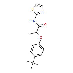 ChemSpider 2D Image | 2-(4-tert-butylphenoxy)-N-(1,3-thiazol-2-yl)propanamide | C16H20N2O2S