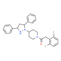 ChemSpider 2D Image | 2-(2,6-Difluorophenyl)-1-[4-(3,5-diphenyl-1-pyrazolidinyl)-1-piperidinyl]ethanone | C28H29F2N3O