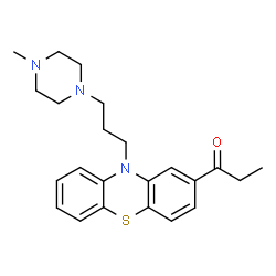 ChemSpider 2D Image | 1-{10-[3-(4-Methyl-1-piperazinyl)propyl]-10H-phenothiazin-2-yl}-1-propanone | C23H29N3OS