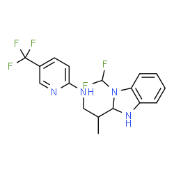 ChemSpider 2D Image | N-{2-[1-(Difluoromethyl)-2,3-dihydro-1H-benzimidazol-2-yl]propyl}-5-(trifluoromethyl)-2-pyridinamine | C17H17F5N4