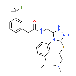 ChemSpider 2D Image | N-{[5-{[2-(Dimethylamino)ethyl]sulfanyl}-4-(3-methoxyphenyl)-1,2,4-triazolidin-3-yl]methyl}-2-[3-(trifluoromethyl)phenyl]acetamide | C23H30F3N5O2S