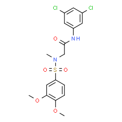 ChemSpider 2D Image | N-(3,5-Dichlorophenyl)-N~2~-[(3,4-dimethoxyphenyl)sulfonyl]-N~2~-methylglycinamide | C17H18Cl2N2O5S