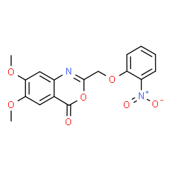 ChemSpider 2D Image | 6,7-Dimethoxy-2-[(2-nitrophenoxy)methyl]-4H-3,1-benzoxazin-4-one | C17H14N2O7