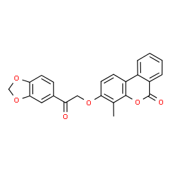 ChemSpider 2D Image | 3-[2-(1,3-Benzodioxol-5-yl)-2-oxoethoxy]-4-methyl-6H-benzo[c]chromen-6-one | C23H16O6