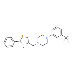ChemSpider 2D Image | 1-[(2-Phenyl-1,3-thiazolidin-4-yl)methyl]-4-[3-(trifluoromethyl)phenyl]piperazine | C21H24F3N3S