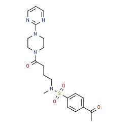 ChemSpider 2D Image | 4-Acetyl-N-methyl-N-{4-oxo-4-[4-(2-pyrimidinyl)-1-piperazinyl]butyl}benzenesulfonamide | C21H27N5O4S