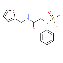 ChemSpider 2D Image | N-(2-Furylmethyl)-N~2~-(4-iodophenyl)-N~2~-(methylsulfonyl)glycinamide | C14H15IN2O4S