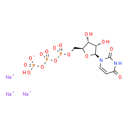 ChemSpider 2D Image | Trisodium 1-{5-O-[({[(hydroxyphosphinato)oxy]phosphinato}oxy)phosphinato]-beta-L-ribofuranosyl}-2,4(1H,3H)-pyrimidinedione | C9H12N2Na3O15P3