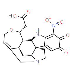 ChemSpider 2D Image | [(4R,12R,13S,14R,19S,21R)-9-Nitro-7,8-dioxo-15-oxa-1,11-diazahexacyclo[16.3.1.0~4,12~.0~4,21~.0~5,10~.0~13,19~]docosa-5,9,17-trien-14-yl]acetic acid (non-preferred name) | C21H21N3O7