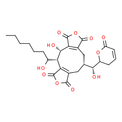 ChemSpider 2D Image | (4S,5R,10R)-4-Hydroxy-5-[(1S)-1-hydroxyheptyl]-10-[(R)-hydroxy(6-oxo-3,6-dihydro-2H-pyran-2-yl)methyl]-5,9,10,11-tetrahydro-1H-furo[3',4':5,6]cyclonona[1,2-c]furan-1,3,6,8(4H)-tetrone | C26H30O11