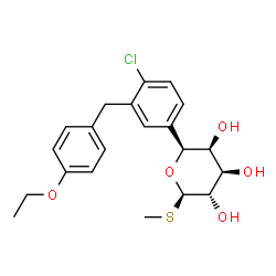ChemSpider 2D Image | Methyl (5S)-5-[4-chloro-3-(4-ethoxybenzyl)phenyl]-1-thio-alpha-D-arabinopyranoside | C21H25ClO5S